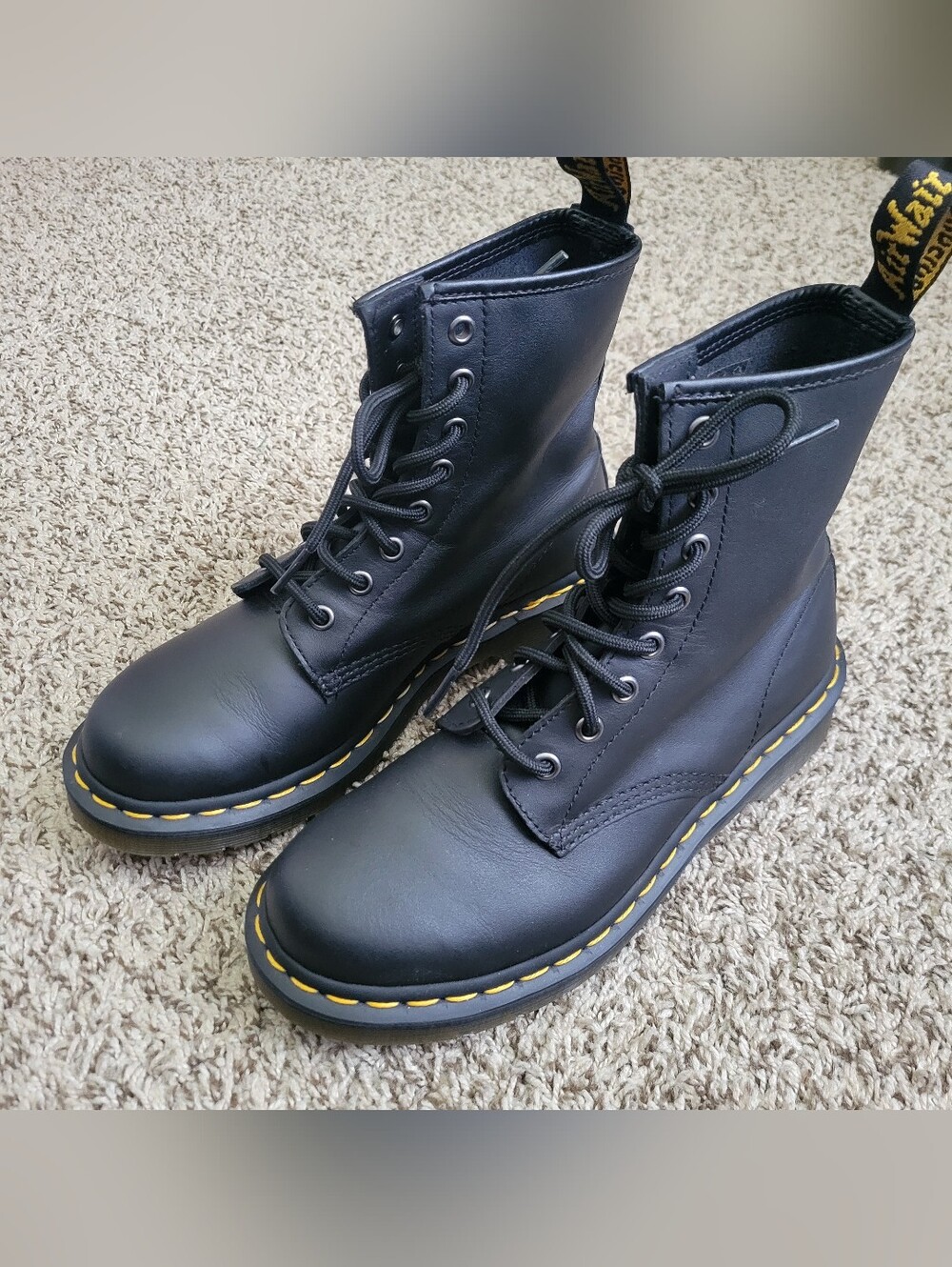 Dr. Martens 1460 W Boots Shoes Nappa Leather Black 8 Eye Lace Up Women's 7